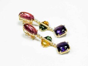 Goldplated Crystal Flower Leverback Earrings